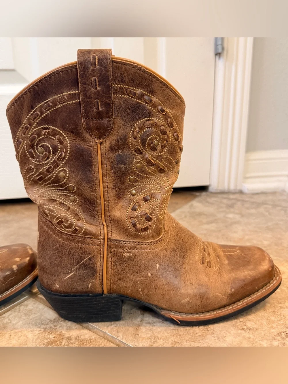 Smoky Mountain Brown Leather Western Boots - Boys Sz 2.5 R, Style 3853C